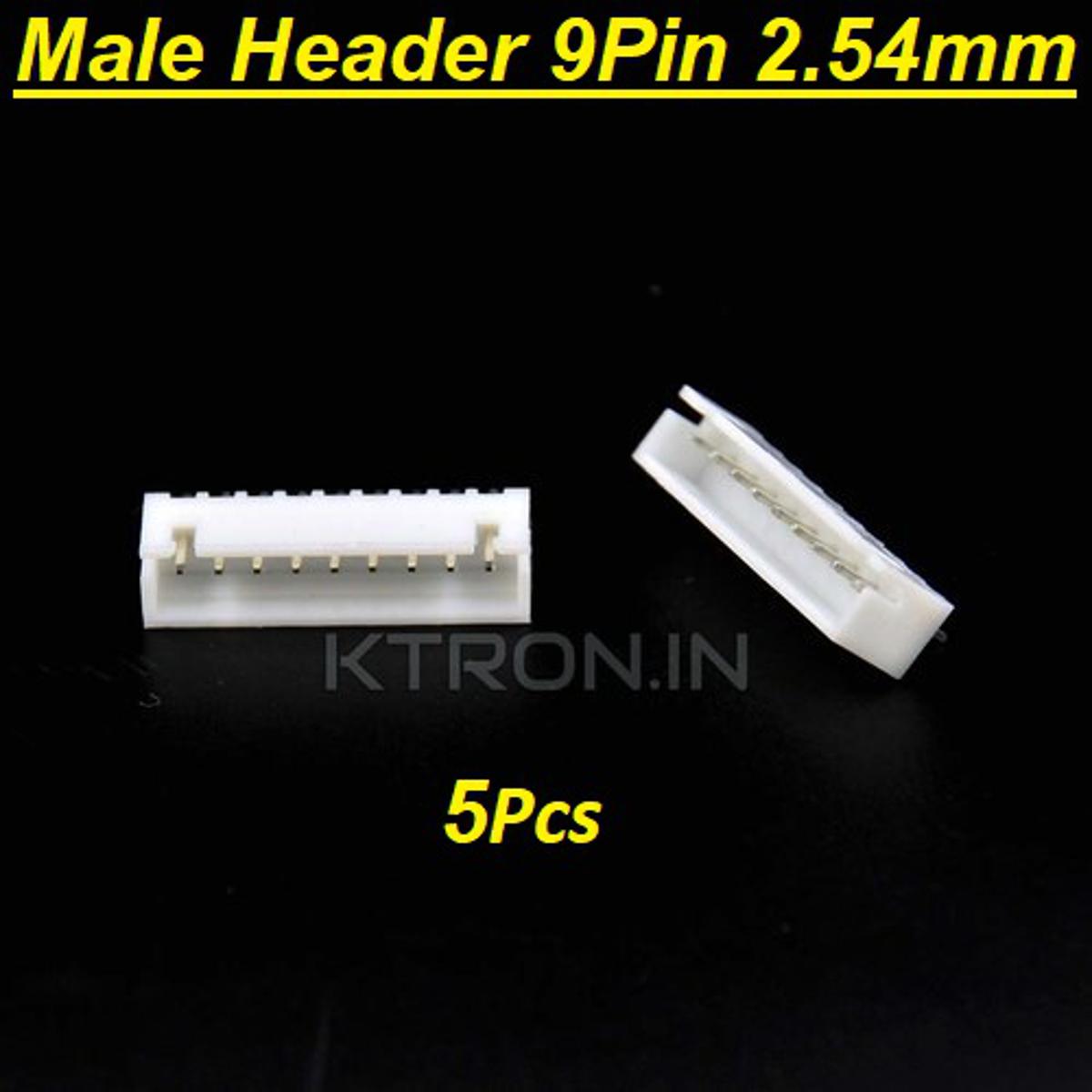 Picture of 5Pcs- 9Pin Female BASE Socket 9 Pin WHITE MALE Header Socket Female Housing JST XH Male Header 9 Pin 2.54mm Pitch For Female JST Cables Connectors