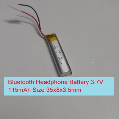 Picture of 115mAh Lipo Battery Bluetooth Headphone Battery 3.7V Lipo Battery 115mAh Size 35x8x3.5mm 3.7V Lithium Battery Rechargeable Battery For Headphone Bluetooth