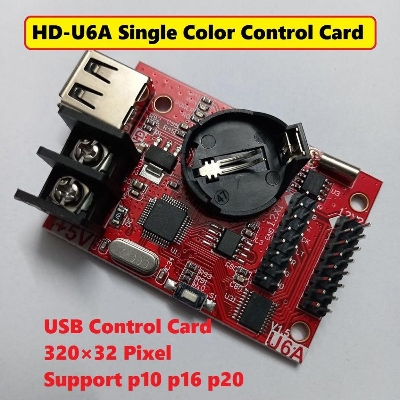 Picture of HD-U6A Single Color 320x32 Pixel 12 Led Control Card 2 Line Pixel Support U6A Driver Board  p10 p16 p20 Single Color Panel Replacement U6A LED Driver Control Board 