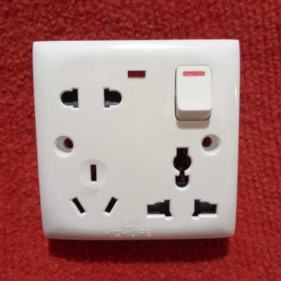 Picture of THIN PIN 8 Pin Combined Switch Board Power Switch 3Pin 2Pin Combined Socket 250V 16A 8 Pin Combined Socket  Wall Socket Gang Switch  Socket For IPS UPS Stabilizer Computer