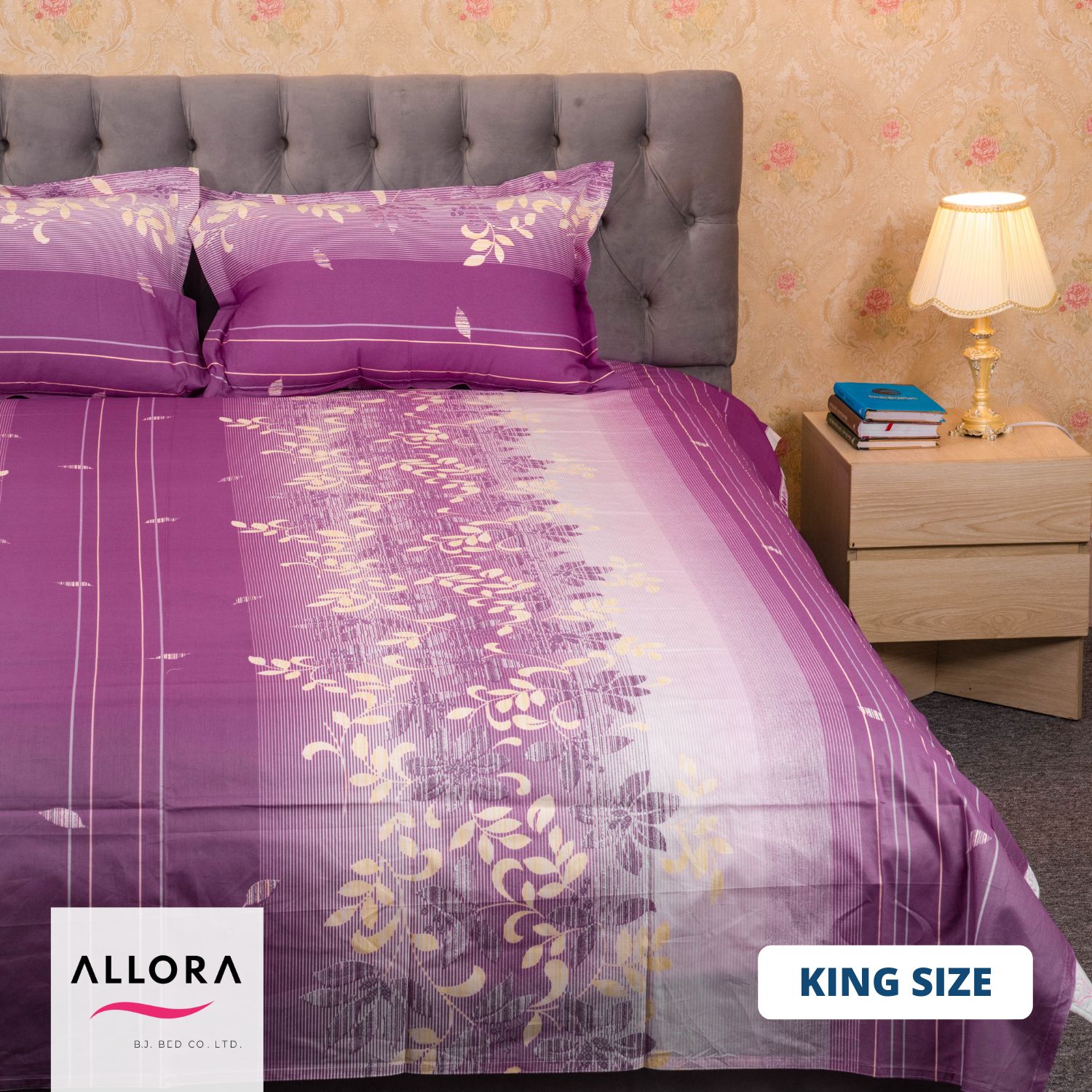 Purple Print Allora Bed sheet ALLORA BDonline shop bangladeshothoba.com