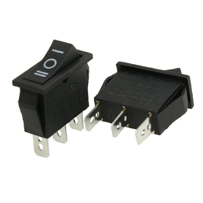 Picture of 5Pcs- ON-OFF-ON 15A KCD3 Rocker Switch 15A 250V 3 Pin BLACK Color Switches 3Pin On Off On 3 Positions Power Switches For Auto Car Boat IPS UPS Heat Machine Drill Machine