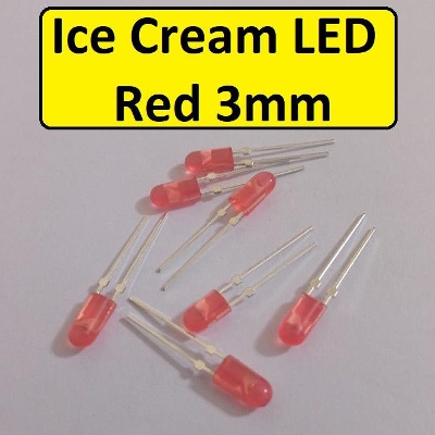 Picture of 600Pcs- ICE Cream LED Light RED 3mm COLOR FULL Red LED Light 3mm ICE Cream LED Light Emitting Diode 3mm LED Light RED Light Bulb 3mm RED LED For Indicator Light LED