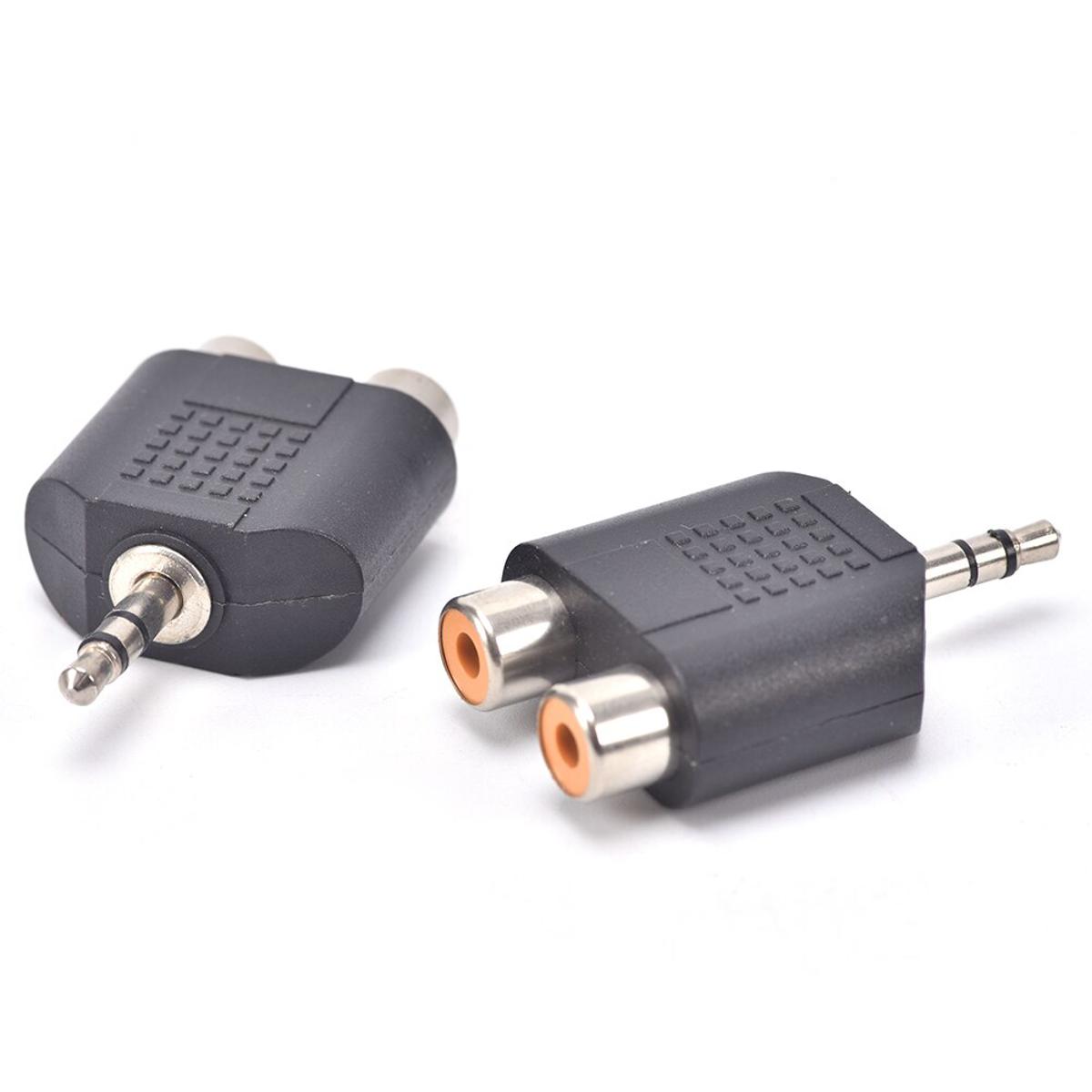 Picture of Y Splitter 3.5mm Stereo Male Audio Jack To Double RCA Female Adaptor Y Splitter AV Audio Video Plug Converter Adapter Audio Cable Adapters