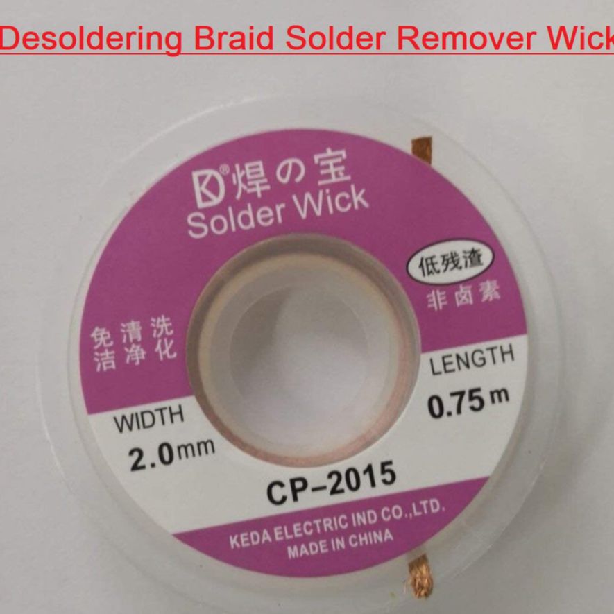 Picture of Solder Remover WICK Desoldering Braid Wick Width 2mm Length 0.75m Electronics BGA SMD Components Repair Desoldering Wick Braided Copper Remover