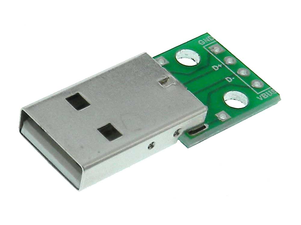 Picture of 4 Pin MALE USB Breakout Board 4P Male USB Socket USB Breakout Board USB 2.0 To DIP Adapters Male Sockets 4 Pin 2.54mm USB Type A Breakout Board USB 2.0 Male Head To DIP Adapters