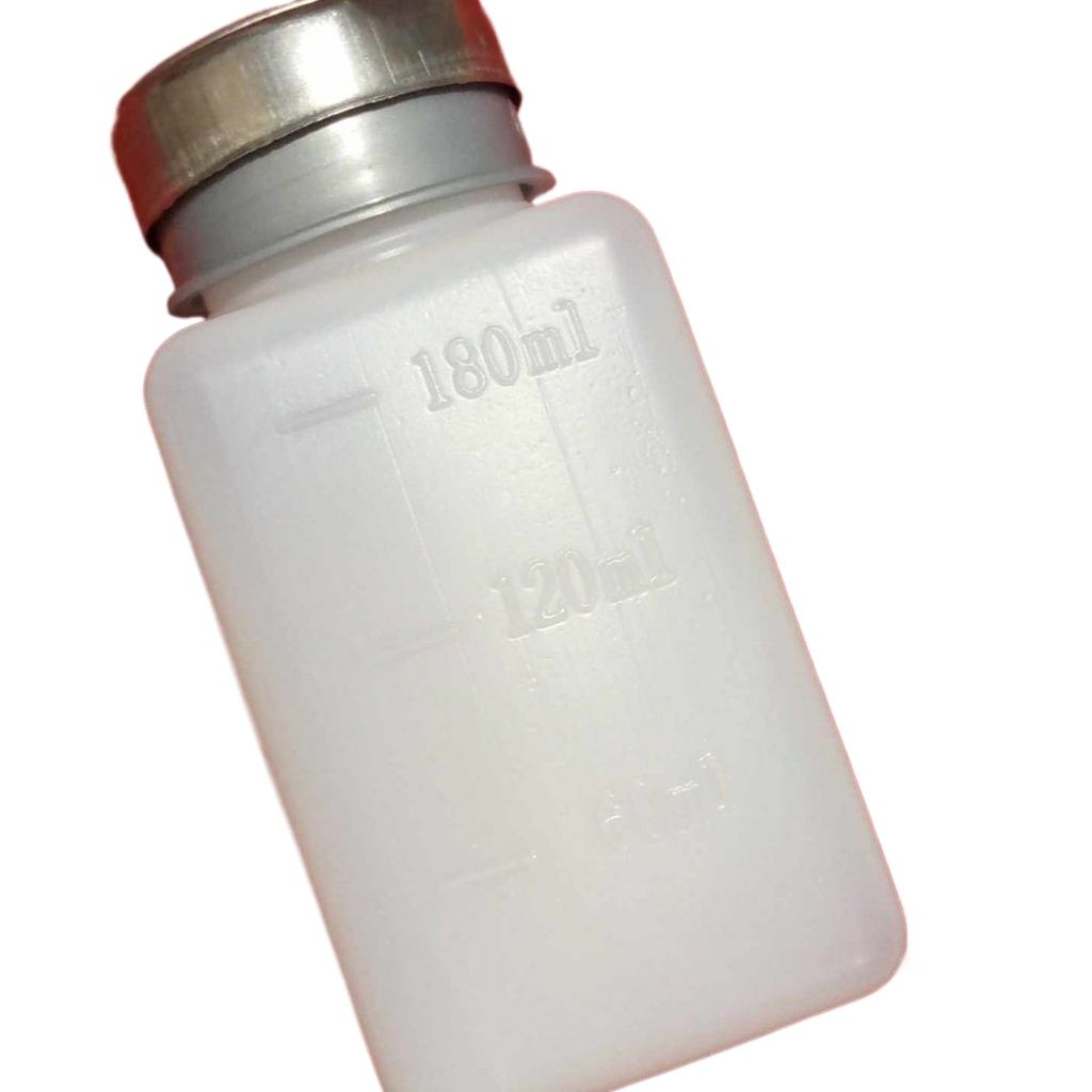 Picture of Metal Head 180mL FLUID DISPENSER Plastic Press Empty Bottle For Soldering Repair Tools Solvent Pump Flux Liquid PCB Cleaner Thinner Bottle