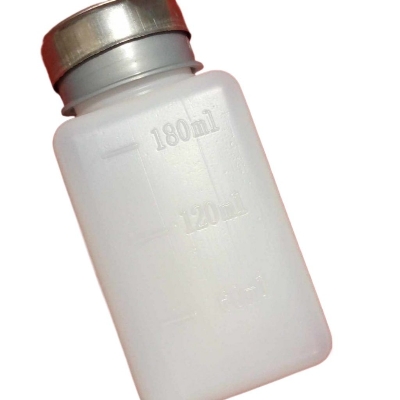 Picture of Metal Head 180mL FLUID DISPENSER Plastic Press Empty Bottle For Soldering Repair Tools Solvent Pump Flux Liquid PCB Cleaner Thinner Bottle
