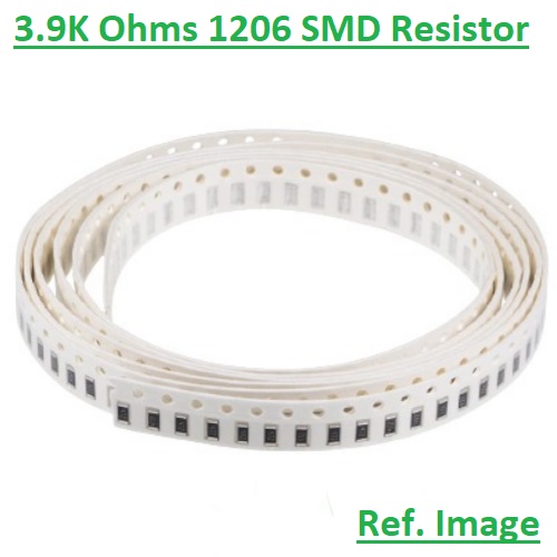 Picture of 15Pcs - SMD 3.9K Ohm Resistor 1206 Model Tolerance 5% Thick Film Chip Resistors SMD Resistor SMD 3.9K Ohm Resistor 1206 Resistor 2 Pin SMD Leads SMD 1206 Resistor 3.9K Ohm