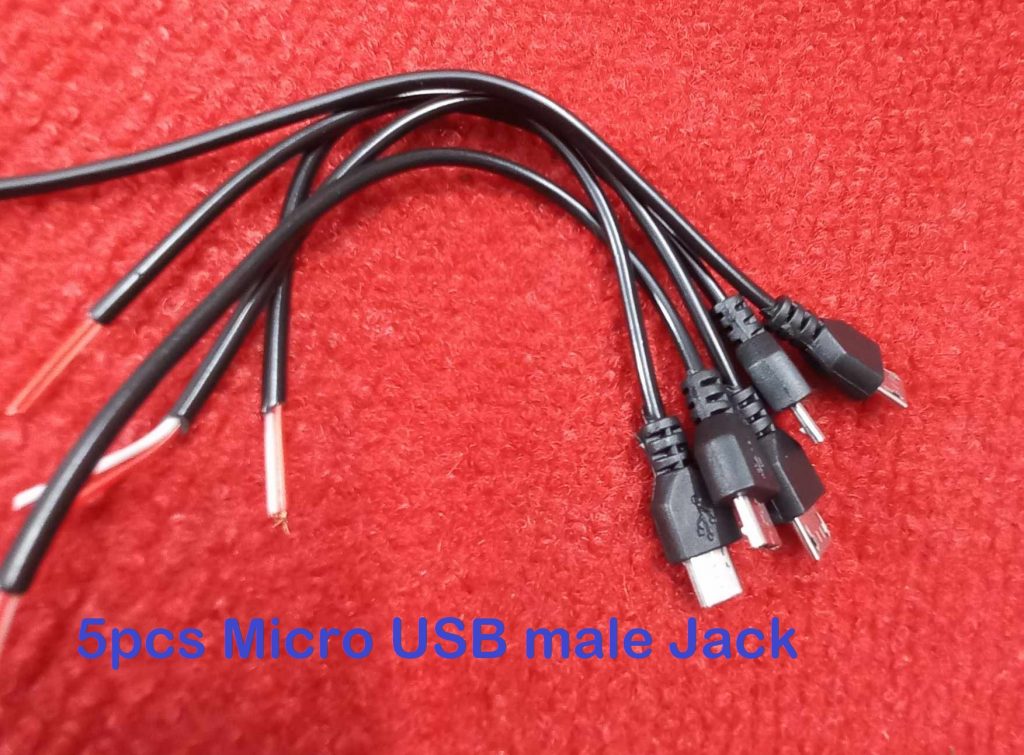 Picture of 5Pcs- MICRO USB MALE Jack With Cables Smart Work Panel Mount Micro USB Male Jack To Open End With Cable