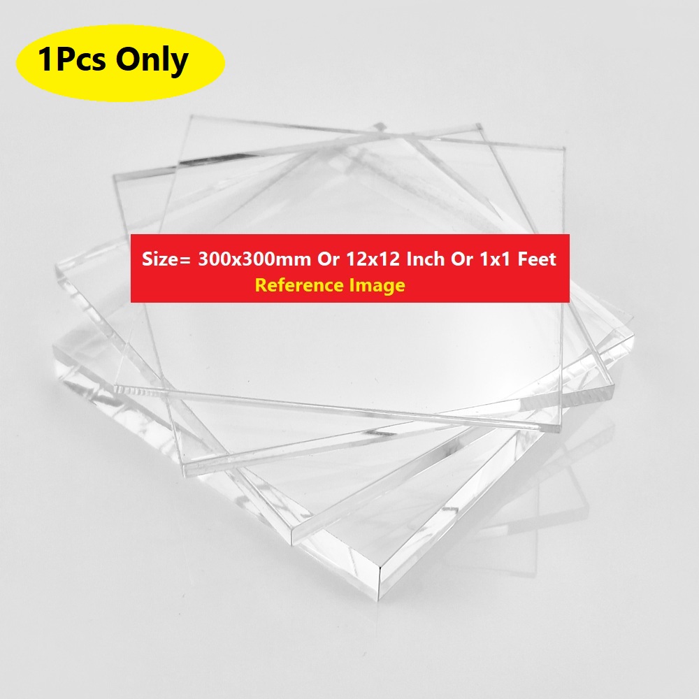 Picture of TRANSPARENT 5mm Acrylic Sheet 5mm Clear Plastic Sheet 5mm Thick Acrylic Sheets Cutting Size 300x300mm Or 12×12 Inch Or 1×1 Feet 12 Inch Acrylic Sheet Clear Perspex Acrylic Sheet 5mm Clear Acrylic Plexiglass