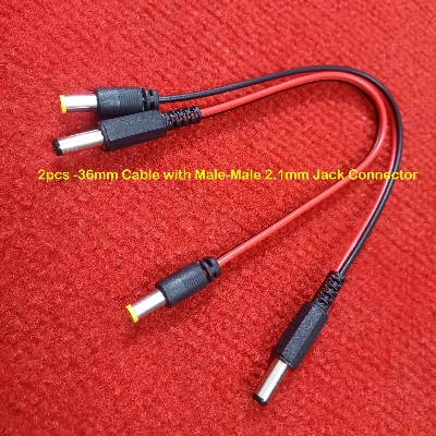 Picture of 2Pcs -  Male-Male 2.1mm Jack Connector 2.1mm Male DC Power Input Output Jack 5V 12V 24V 2.1mm Male Jack Connector DC Power Jack 2.1mm Male To Male Power Jack DC Connector With Cables 