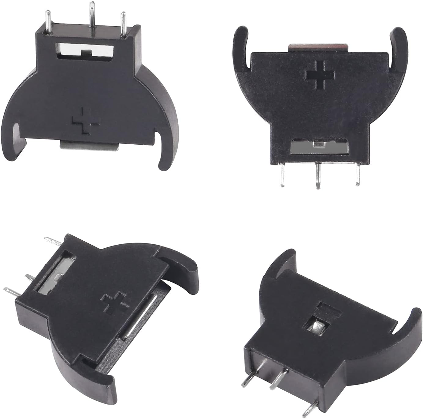 Picture of 5Pcs - CMOS CR2032 Holder Vertical Battery Holder PCB Mount CR2032 Battery Holder Coin Cell Button Socket Holder Case CR2032 Vertical Coin Cell Button Battery Holder Case 3 Pin CR2032 Solder Mounting Lead