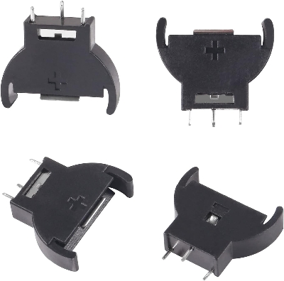 Picture of 5Pcs - CMOS CR2032 Holder Vertical Battery Holder PCB Mount CR2032 Battery Holder Coin Cell Button Socket Holder Case CR2032 Vertical Coin Cell Button Battery Holder Case 3 Pin CR2032 Solder Mounting Lead