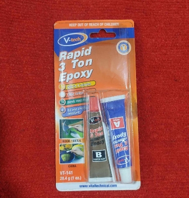Picture of AB Epoxy Adhesives VT-141 Vtech Rapid 3 Ton 4 Minutes Epoxy Clear 28.4gm V-TECH RAPID 3 TON EPOXY Adhesives A Resin B Hardener 4 Minute Negative Positive Epoxy
