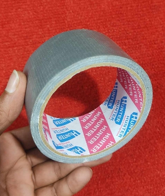 Picture of Rexene Tape SILVER Polyethylene Cloth Tape 2 Inch Tape 50mm Tape 10M Long Industrial Cloth Duct Tape  Adhesive Silver Tape 2 Inch Polythene Cloth Tape Rexine Tape 2 Inch Binding Tape