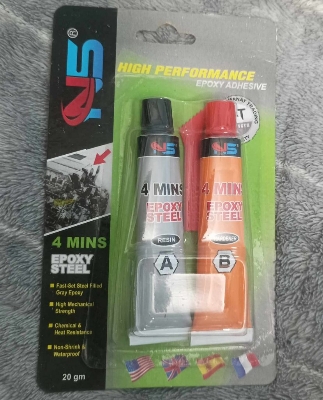 Picture of NS High Performance Epoxy Adhesive 4 Mins Epoxy Steel Epoxy Glue 20gm Steel Epoxy AB Rapid Steel Epoxy A Resin B Hardener Steel Epoxy 4 Minute Negative Positive Epoxy AB Epoxy