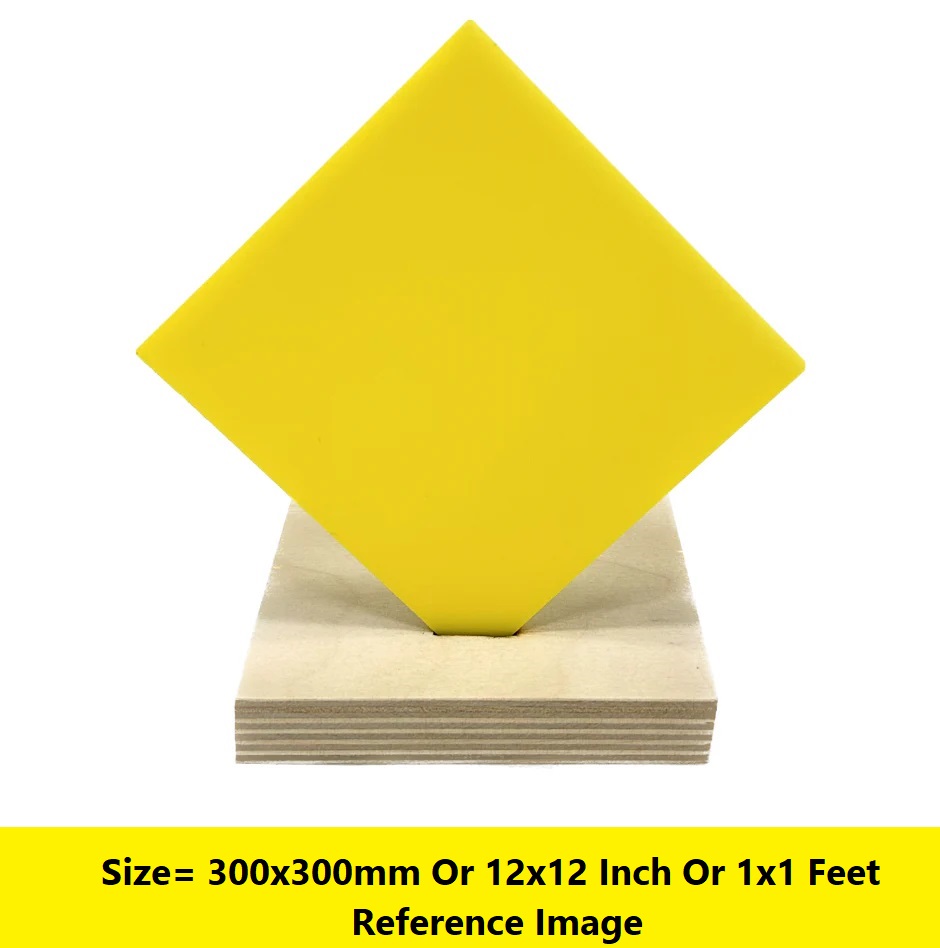 Picture of YELLOW 4mm Acrylic Sheet 4mm Yellow Plastic Sheet 4mm Thick Acrylic Sheets Cutting Size 300x300mm Or 12×12 Inch Or 1×1 Feet 12 Inch Acrylic Sheet Yellow Perspex Acrylic Sheet 4mm Yellow Acrylic Plexiglass