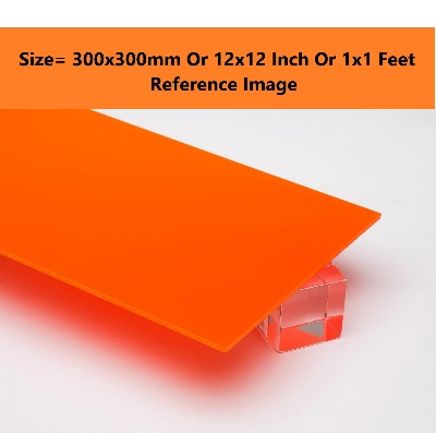 Picture of ORANGE 2mm Acrylic Sheet 2mm Orange Plastic Sheet 2mm Thick Acrylic Sheets Cutting Size 300x300mm Or 12×12 Inch Or 1×1 Feet 12 Inch Acrylic Sheet Orange Perspex Acrylic Sheet 2mm Orange Acrylic Plexiglass