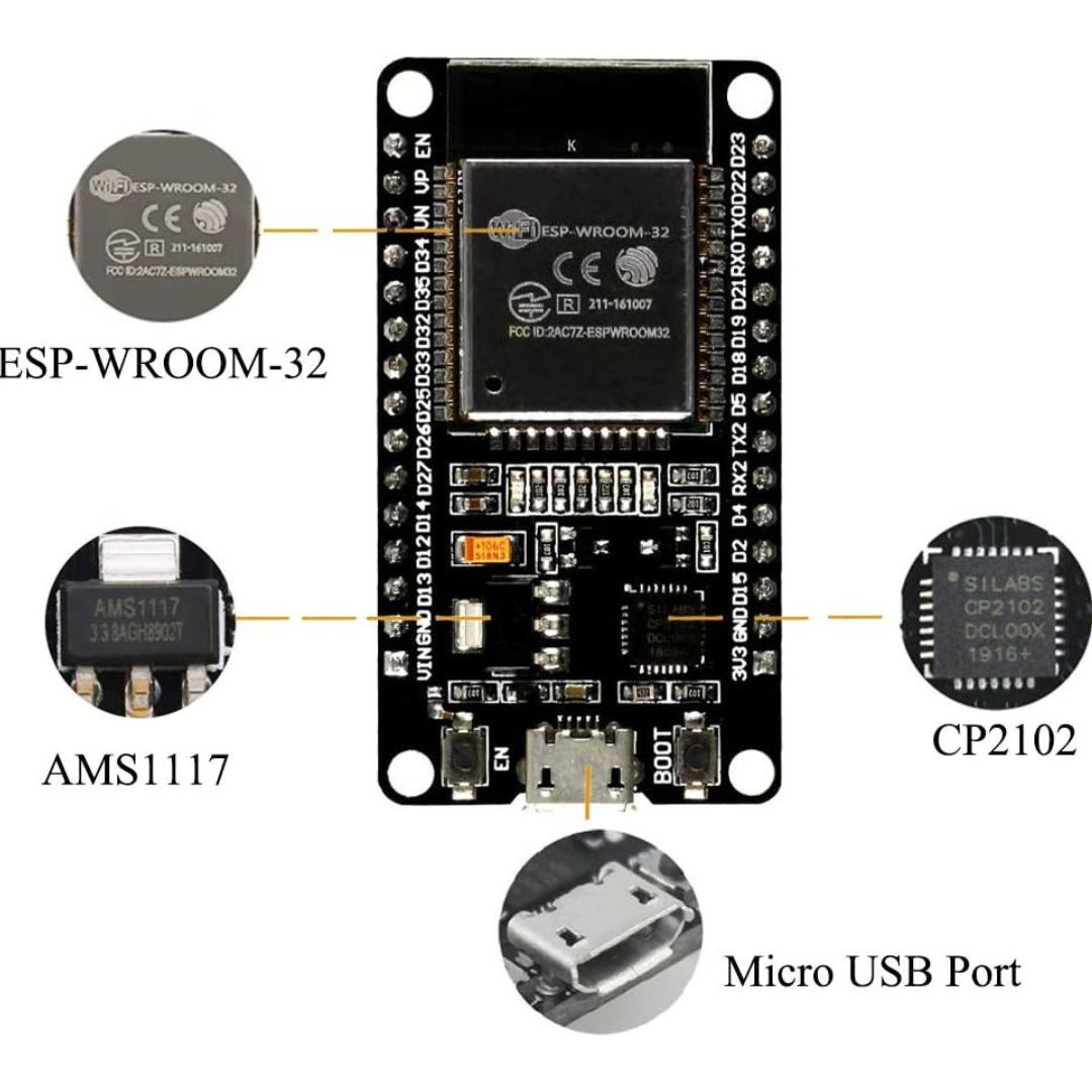 Picture of ESP32 ESP-WROOM-32 30Pin NodeMCU-32S Lua WiFi Bluetooth Development Board Serial Bluetooth Compatible Module ESP32 Development Board Wireless Module Adapters