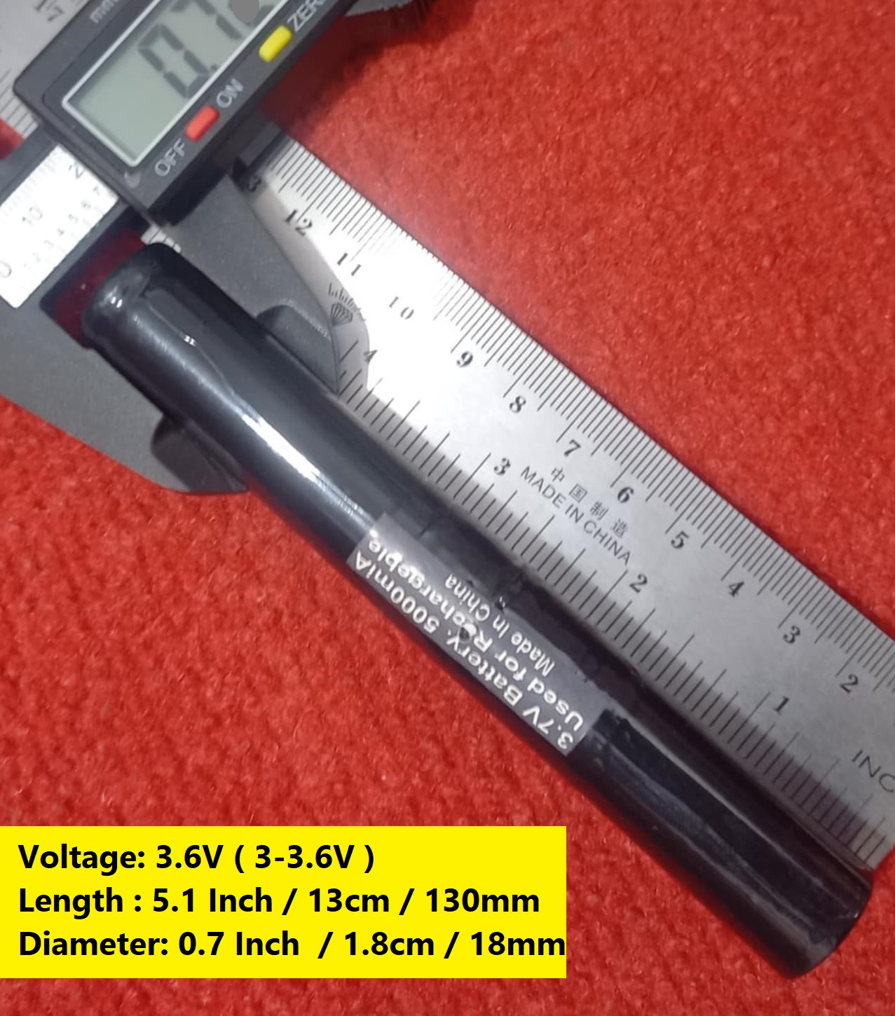 Picture of 130mm Long Rechargeable Battery 5.1 Inch Long 3.6V Battery 3.6V Rechargeable Battery 3.6V Torch Light Rechargeable Battery For Torch Light Flash Lights Battery