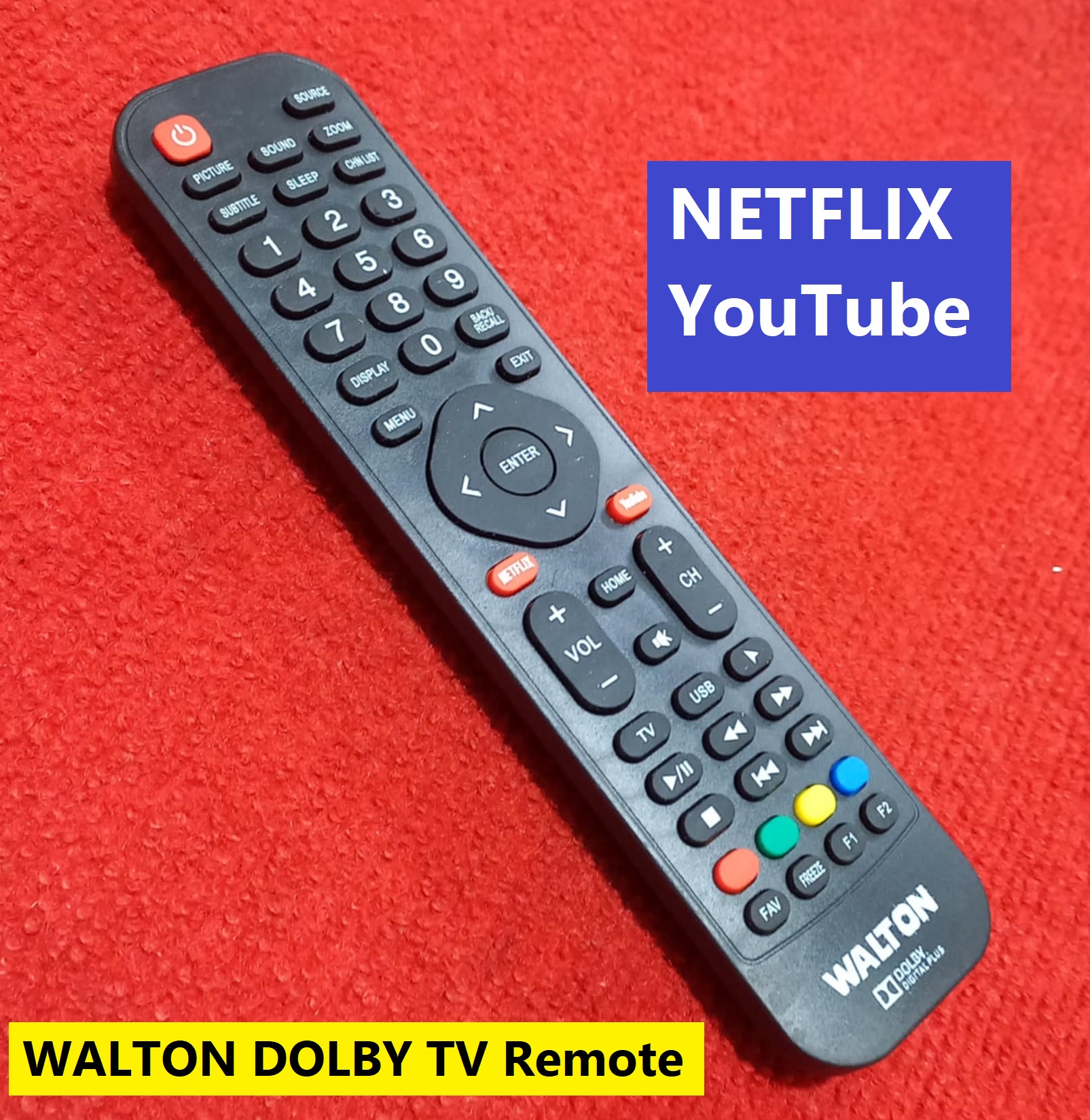 Picture of WAL-TON DOLBY TV Remote Controller WAL-TON Remote Control TV Remote Smart TV Remote For Smart LED TV Remote NETFLIX YouTube