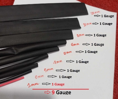 Picture of Multi Size Heat Shrink-(1/2/3/4/5/6/8/10/12mm) 1x9 Gauge (Per Size 1 Guage) Heat Shrink Tubing Electrical Connection Wire Cables Wrap Waterproof 9 Gauge Shrinkage Sleeve Kit Heat Shrink Tubes