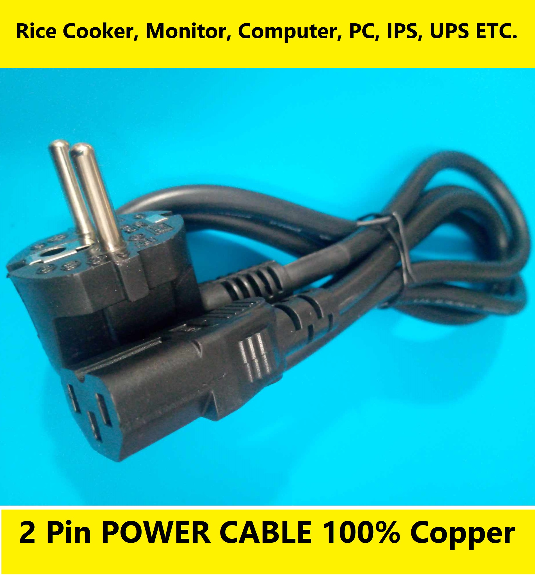 Picture of POWER CABLE 2 Pin 220V 5000W Cables 1.5M 2 Pin Rice Cooker Cable AC Power Cables For Rice Cooker Monitor Printer Computer Power Cable For PC Power Cord Cables 100% Copper Cable