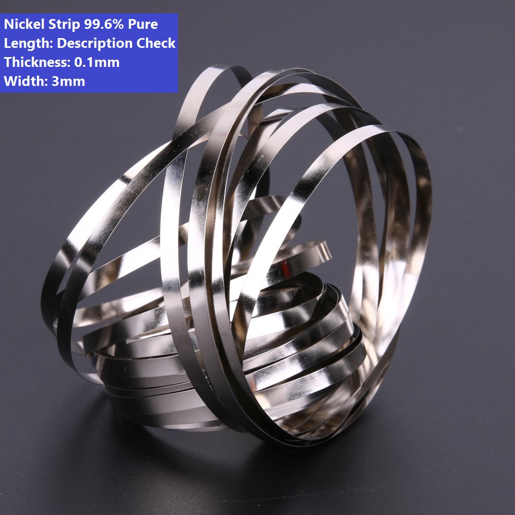 Picture of 5 Feet Length - 3mm Pure Nickel Strip 99.6% Pure Nickel Strip 0.1mm Thick 3mm Width Ni Plate Tape Nickel Sheet 3mm Nickel Strip For 18650 Battery AAA AA Battery Spot Welding Battery