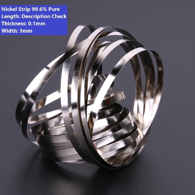 Picture of 5 Feet Length - 3mm Pure Nickel Strip 99.6% Pure Nickel Strip 0.1mm Thick 3mm Width Ni Plate Tape Nickel Sheet 3mm Nickel Strip For 18650 Battery AAA AA Battery Spot Welding Battery
