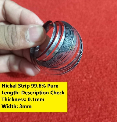Picture of 5 Feet Length - 3mm Pure Nickel Strip 99.6% Pure Nickel Strip 0.1mm Thick 3mm Width Ni Plate Tape Nickel Sheet 3mm Nickel Strip For 18650 Battery AAA AA Battery Spot Welding Battery