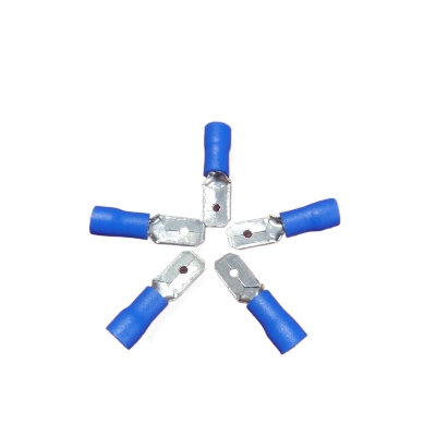 Picture of 10Pcs- 16-14 AWG MALE Spade Terminals MDD2-250 Male 6.3mm Quick Disconnects 16-14 AWG Wire Crimp Terminals Nylon Insulated Ring Terminal Male Quick Cables Connector