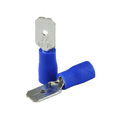 Picture of 10Pcs- 16-14 AWG MALE Spade Terminals MDD2-250 Male 6.3mm Quick Disconnects 16-14 AWG Wire Crimp Terminals Nylon Insulated Ring Terminal Male Quick Cables Connector
