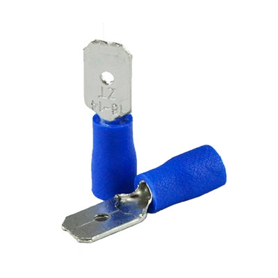 Picture of 10Pcs- 16-14 AWG MALE Spade Terminals MDD2-250 Male 6.3mm Quick Disconnects 16-14 AWG Wire Crimp Terminals Nylon Insulated Ring Terminal Male Quick Cables Connector