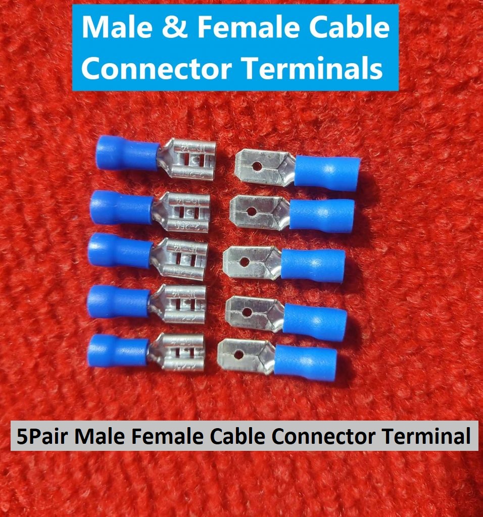 Picture of 5Pair – 16-14 AWG MALE & FEMALE Spade Terminals MDD2-250 Male Female Cables Connector 6.3mm Quick Disconnects 16-14 AWG Wire Crimp Terminals Nylon Insulated Ring Terminal Lug Manual Crimper