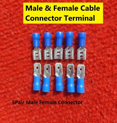 Picture of 5Pair – 16-14 AWG MALE & FEMALE Spade Terminals MDD2-250 Male Female Cables Connector 6.3mm Quick Disconnects 16-14 AWG Wire Crimp Terminals Nylon Insulated Ring Terminal Lug Manual Crimper