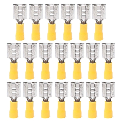 Picture of 10Pcs- 12-10 AWG FEMALE Spade Terminals 55-250 Female 6.3mm Quick Disconnects 12-10 AWG Wire Crimp Terminals Nylon Insulated Ring Terminal Female Quick Cables Connector