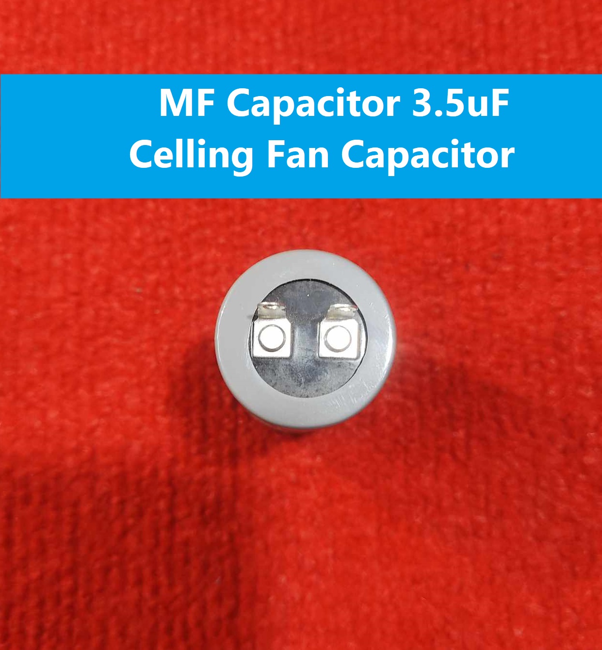 Picture of High Quality MF Capacitor Original 3.5uF Celling Fan Capacitor KOREA Standard 3.5uF 50Hz 60Hz 0.49A 450VAC Capacitor 2 Pin Leads 3.5uF Capacitor 3.5uF Fan Capacitor