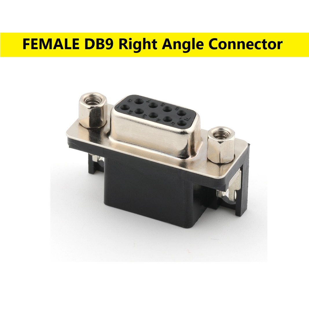 Picture of Female Right Angle DB9 D-SUB 9P Female Socket Port Socket Jack Connector Repair Right Angle Female DB9 D-sub PCB Mount RS232 Serial Port Connector Socket Adapters