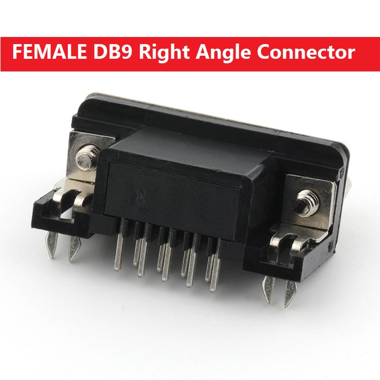 Picture of Female Right Angle DB9 D-SUB 9P Female Socket Port Socket Jack Connector Repair Right Angle Female DB9 D-sub PCB Mount RS232 Serial Port Connector Socket Adapters