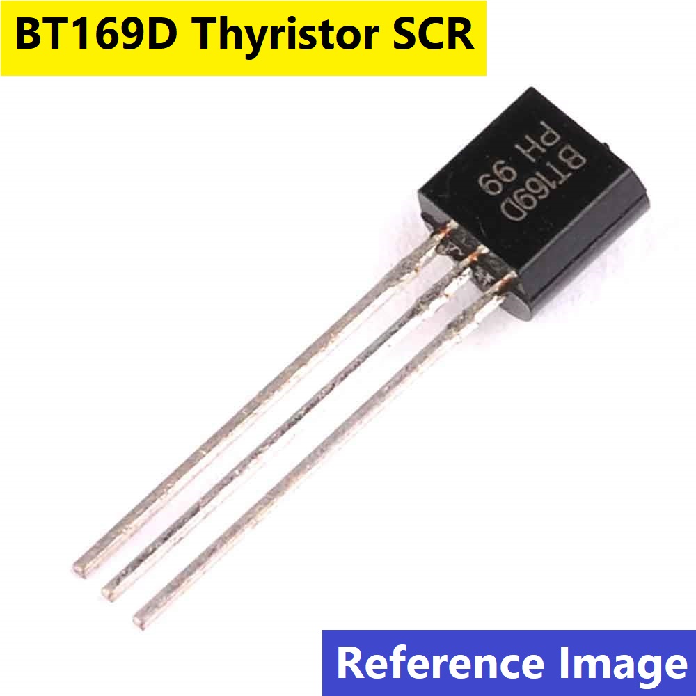 Picture of 10Pcs - BT169D Thyristor SCR TO92 0.8A 400V BT169 Thyristors Logic Level SCR Unidirectional Thyristor BT169D Logic Level TO-92 3 Pin Leads