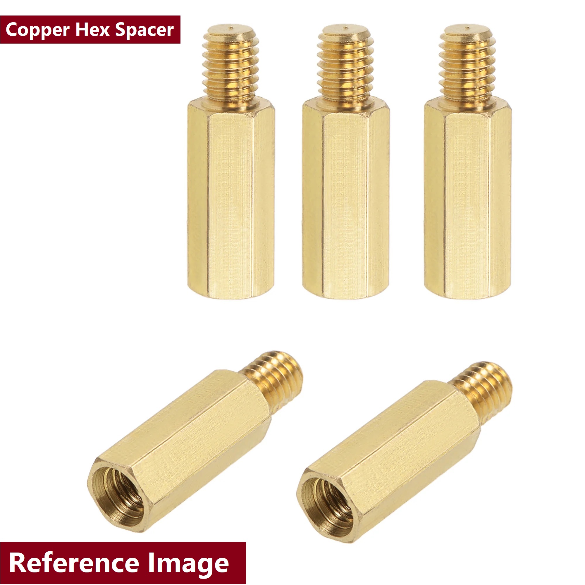 Picture of 4Pcs - 28mm Hex Spacer FEMALE Parts 28mm Hex Female To Male 28mm Brass COPPER Hex Spacer Suitable For M3 Screws Tools Sets Brass Hex Threaded Pillar Standoff Spacer
