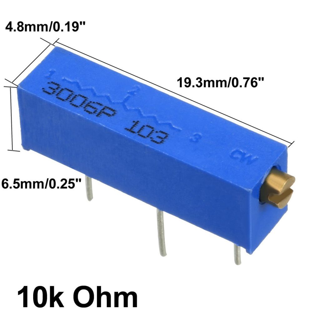 Picture of 3006 Multiturn 103 10K Potentiometer 3 Pin Leads 10K Resistor 10K Volume 10K Variable Resistor 103 Potentiometer 750mW 19mm Trimpot 10K 103 Variable Resistor Switches