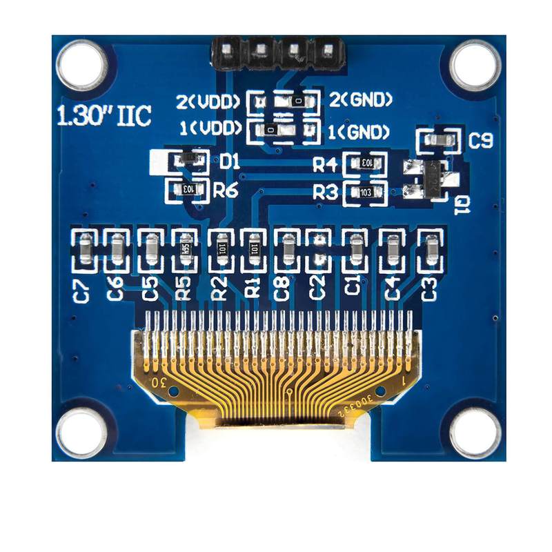 Picture of 1.3 Inch OLED Display 1.3 Inch Display DC 3-5V 4 Pin Leads Header 12864 128×64 Pixel IIC I2C Interface Communicate OLED Display Module
