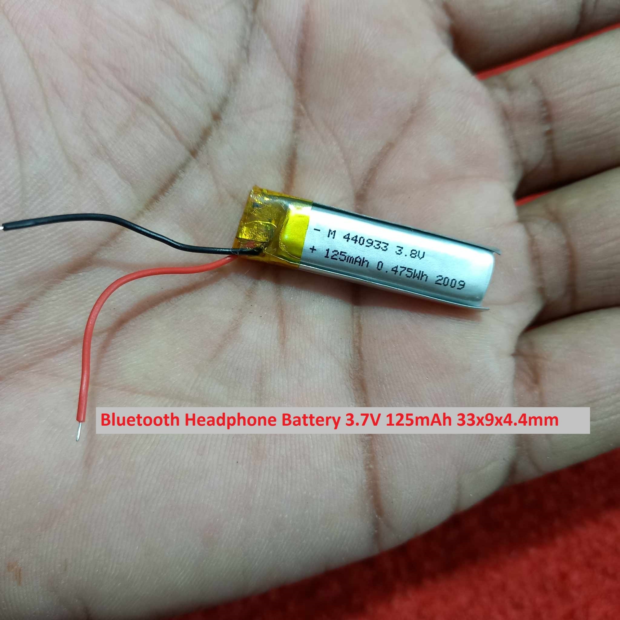 Picture of 125mAh Lipo Battery BLUETOOTH Headphone Battery 3.7V Lipo Battery 125mAh Size 33x9x4.4 mm 3.7V Lithium Battery 3.7V Rechargeable Battery For Headphone Bluetooth