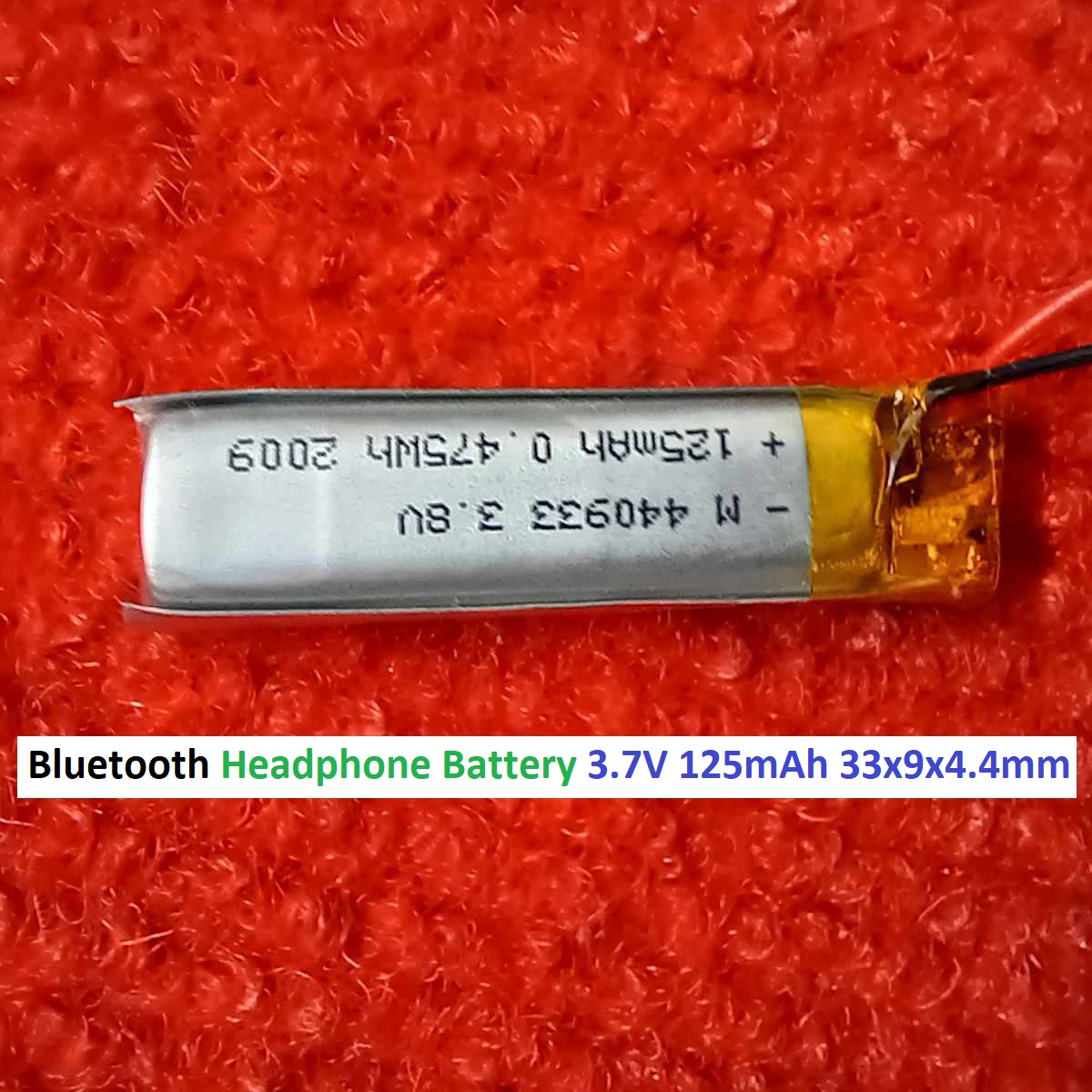 Picture of 125mAh Lipo Battery BLUETOOTH Headphone Battery 3.7V Lipo Battery 125mAh Size 33x9x4.4 mm 3.7V Lithium Battery 3.7V Rechargeable Battery For Headphone Bluetooth