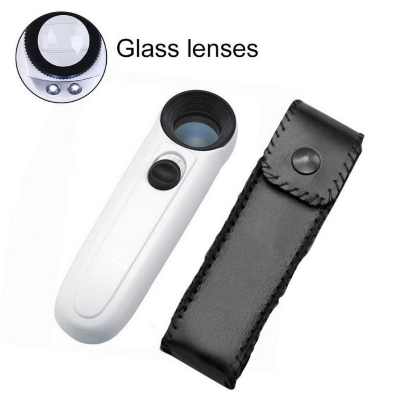 Picture of MG6B-1B Magnifying Glass 21mm Diameter Handheld Magnifier Glass MG6B-1B With 2 LED Flashlight For Jewelry Repair Tools Sets Reading Magnifying Glass