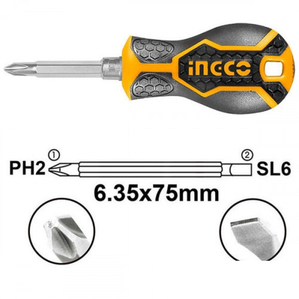 Picture of Mini AKISD0202 ING-CO 2 In 1 Screwdriver Set Tools Sets Standard Star Screwdriver PH2 & Flat Minus SL6 Screwdriver