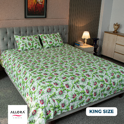China Rose Print Bed Sheet – Green ALLORA BDonline shop bangladeshothoba.com