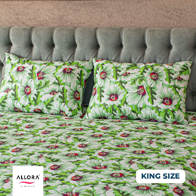 China Rose Print Bed Sheet – Green ALLORA BDonline shop bangladeshothoba.com